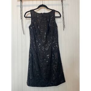 American Living Womens Black Sequined Party Dress Cocktail Sleeveless Mini Sz 2